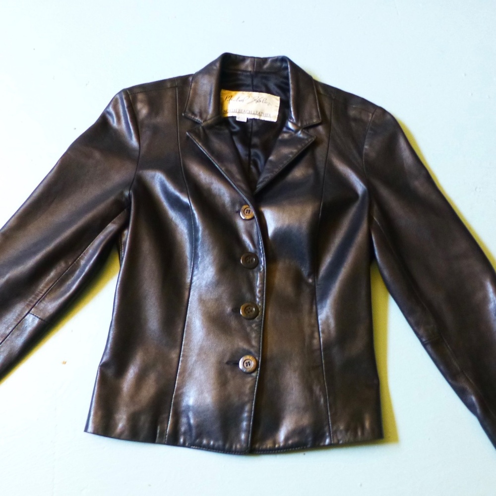 North Beach Leather Black Custom Jacket 6 Petite